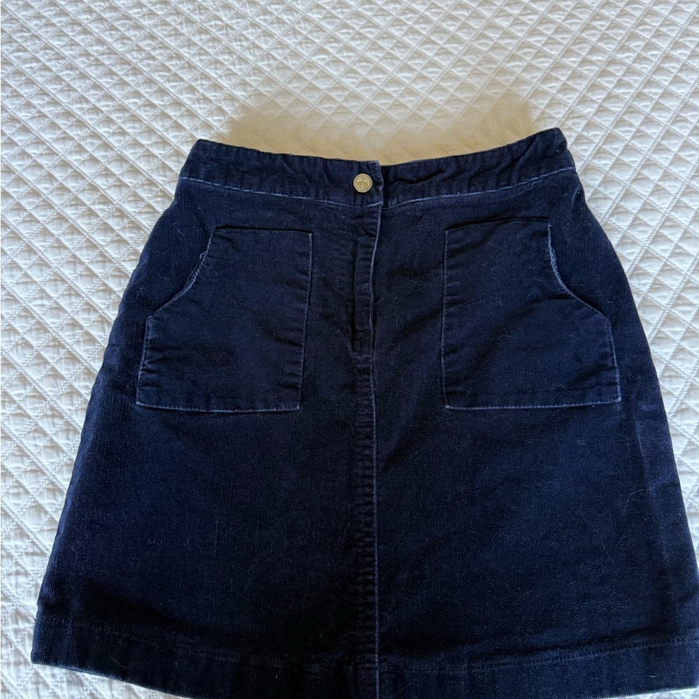 Brooks Brothers Navy Corduroy A-Line Mini Skirt